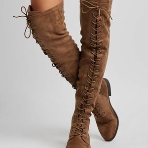Over the knee lace up boots
